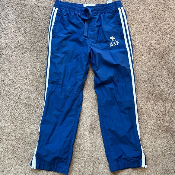 Abercrombie & Fitch blue and white baggy track pants with drawstring #trackpants - Picture 1 of 3